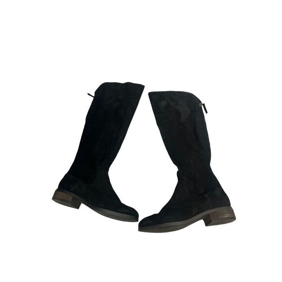 Sole society Andie black tall boots Nubuck leather (note wear on top of right bo - Picture 1 of 6